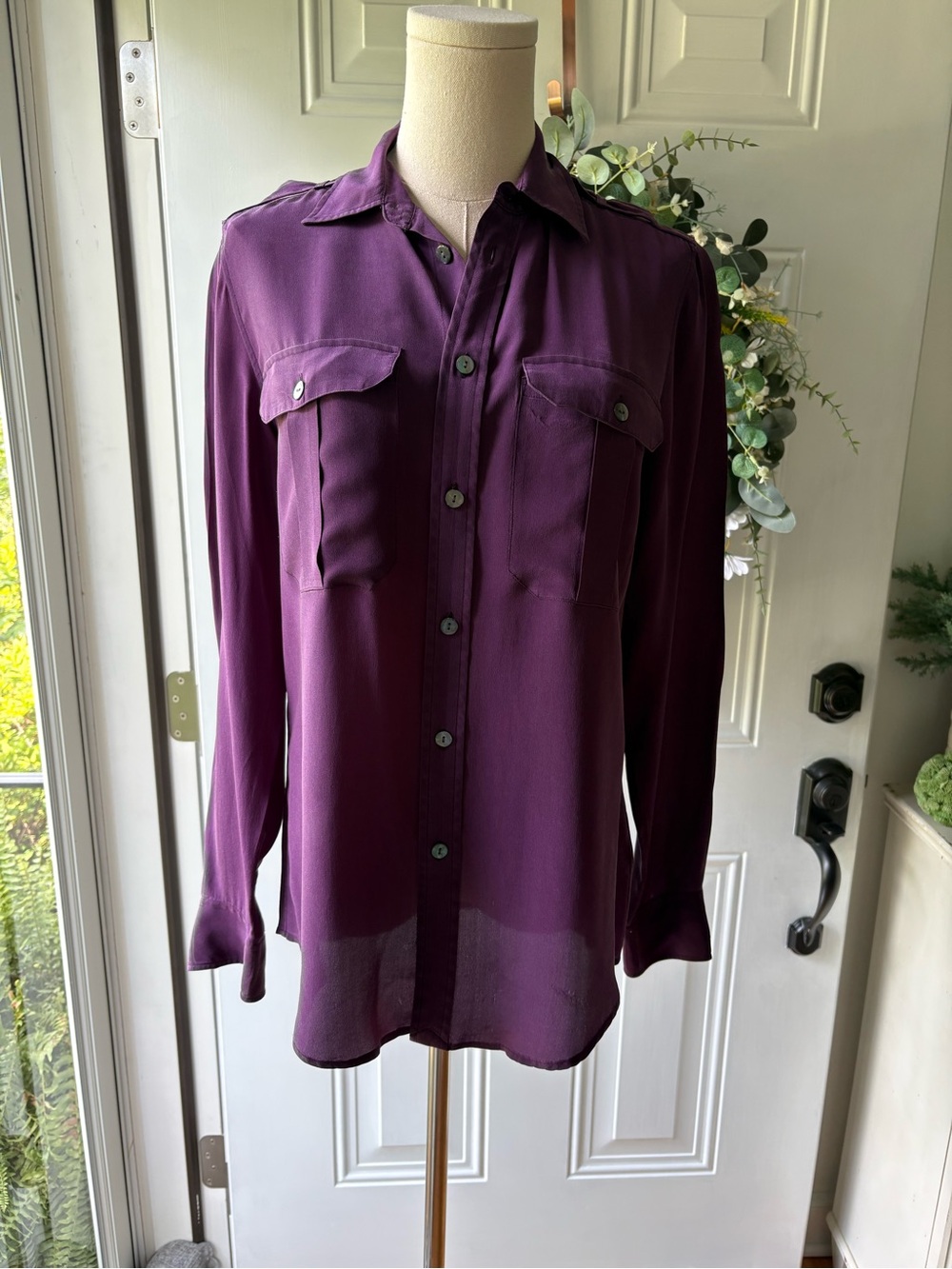 Ralph Lauren Rugby Deep Purple Silk Blouse
